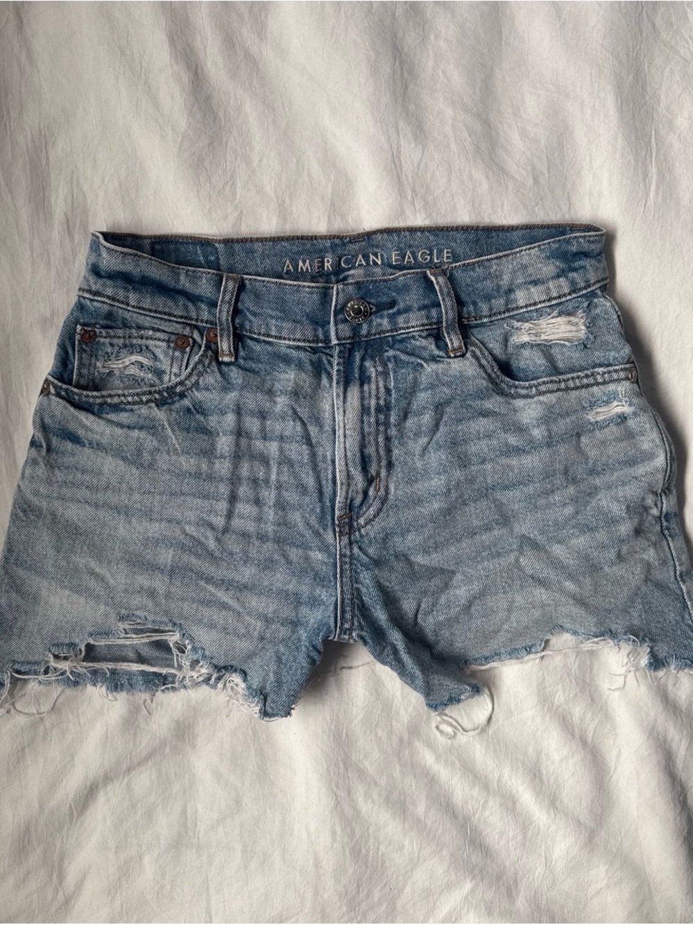 American Eagle Outfitters Faded Blue Distressed Denim Cutoff Shorts